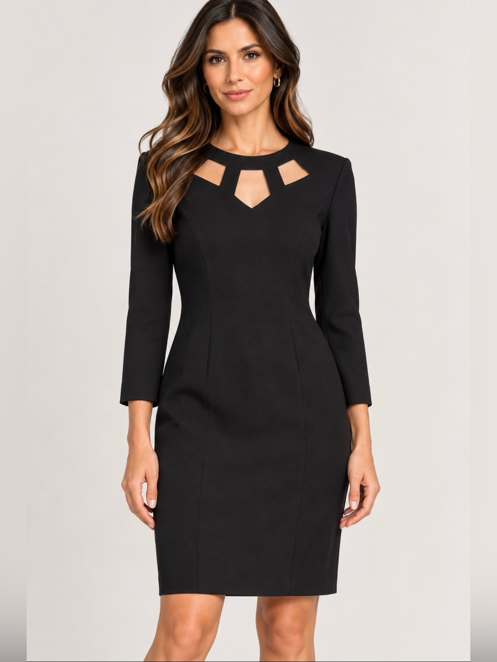 Vintage BILL BLASS Black Geometric Cutout Classic Chic Elegant Party LBD Dress 8